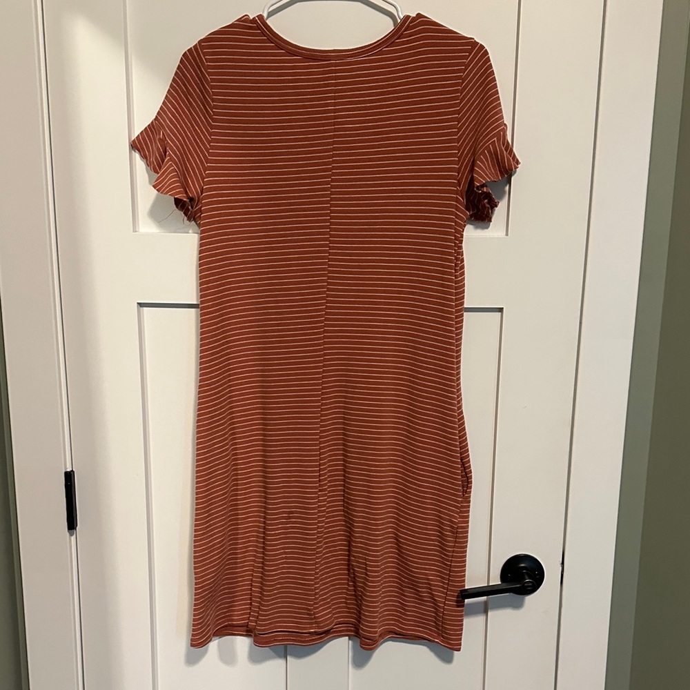 Hem & Thread Rust Striped Mini Dress - Picture 4 of 5